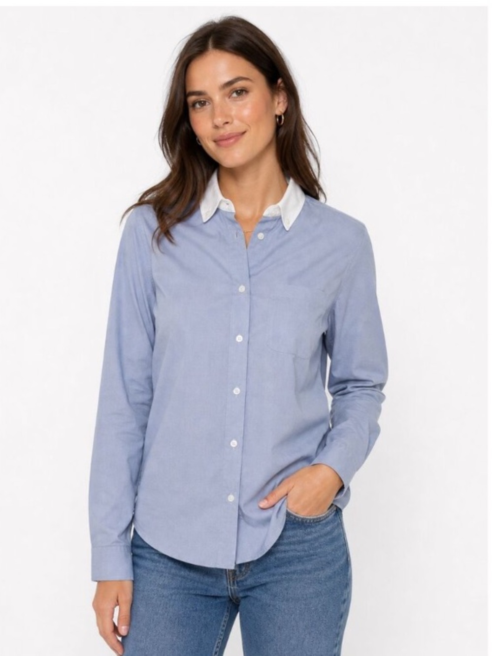 Coach Light Blue Dress Shirt with White Contrast Collar